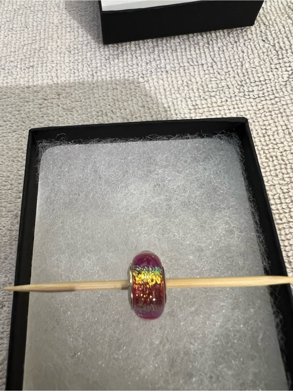 Chamilia Purple Glass Murano Charm with Gold Iridescent Sparkle